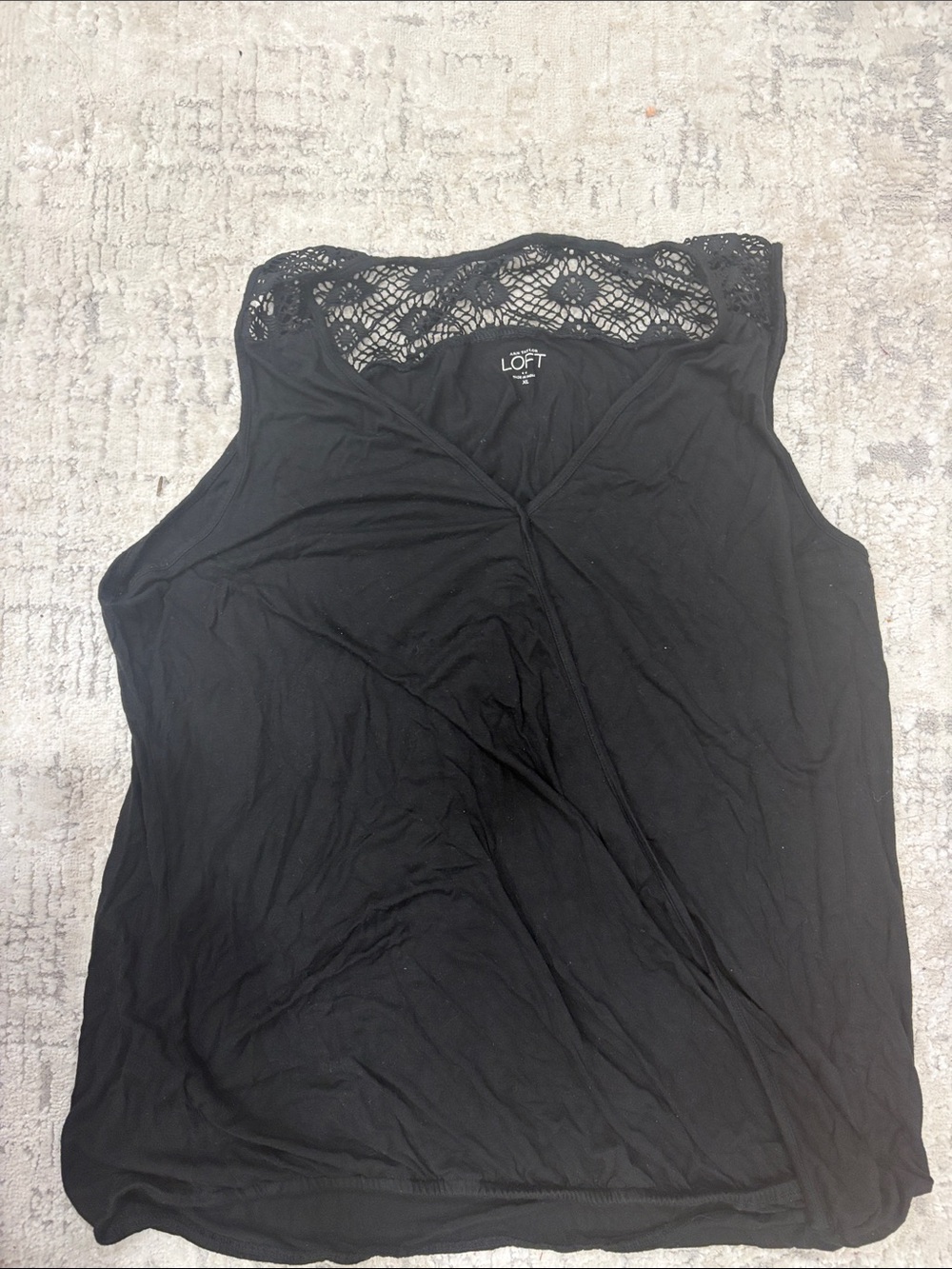 LOFT Black Lace-Back Sleeveless V-Neck Top